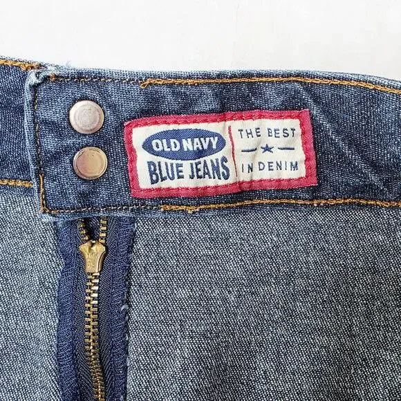 VINTAGE Old Navy Denim Mini Skirt Size 16 Blue Stretch Classic Y2K Casual 90s - Picture 8 of 12